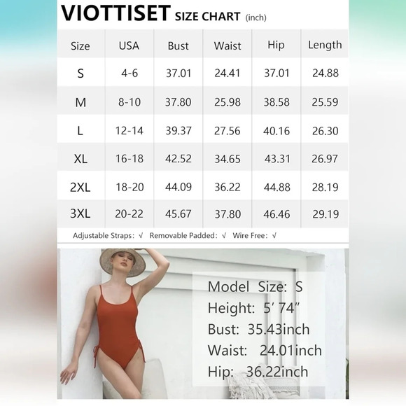 Viottiset Women's Ruched High Cut One Piece Swimsuit Tummy Control Bathing  Suit - Picture 10 of 10